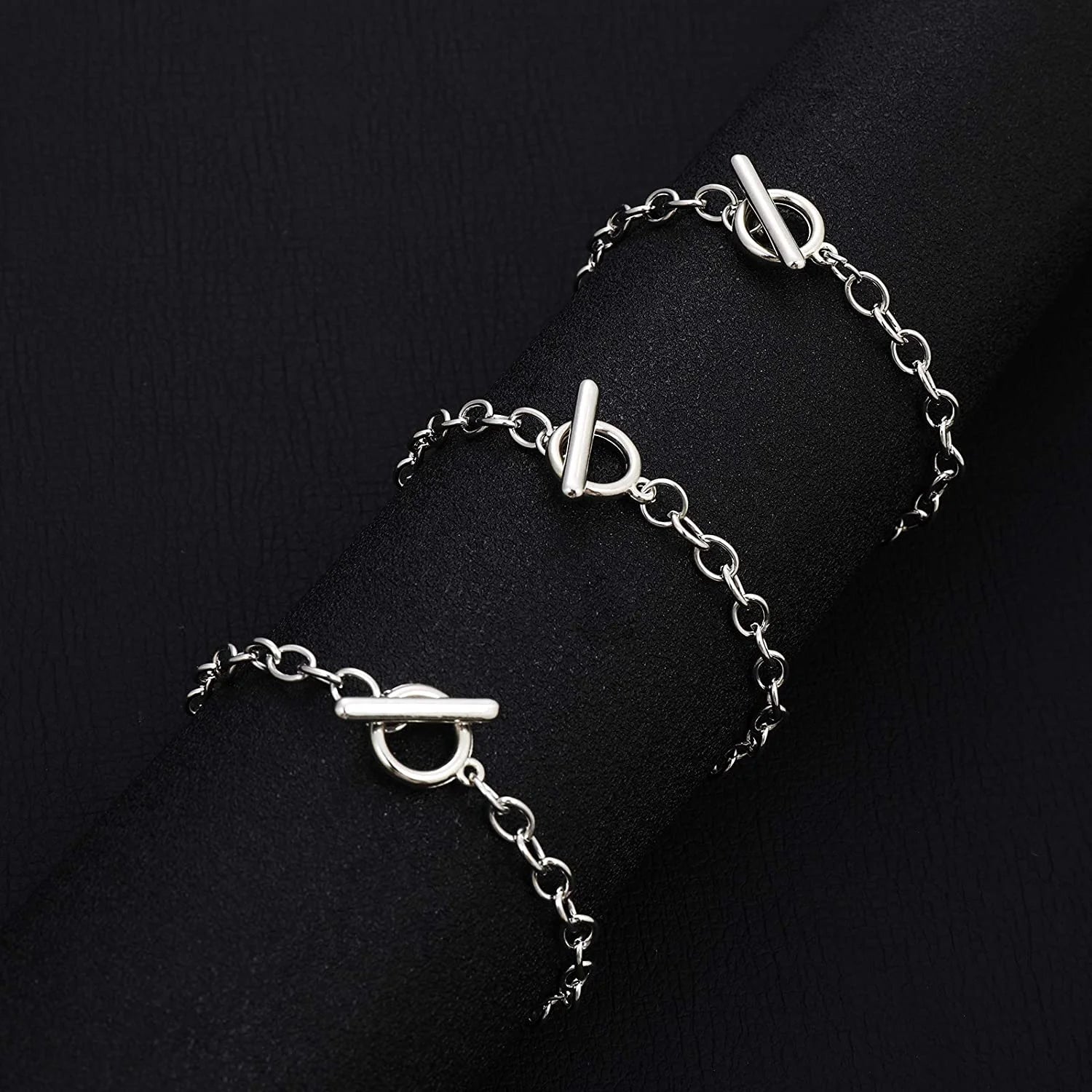 12 Pieces Bracelet Chains with OT Toggle Clasp Stainless Steel Bracelet Link Chains DIY Jewelry Making Bracelets Chains for Women DIY Jewelry Crafts Supplies