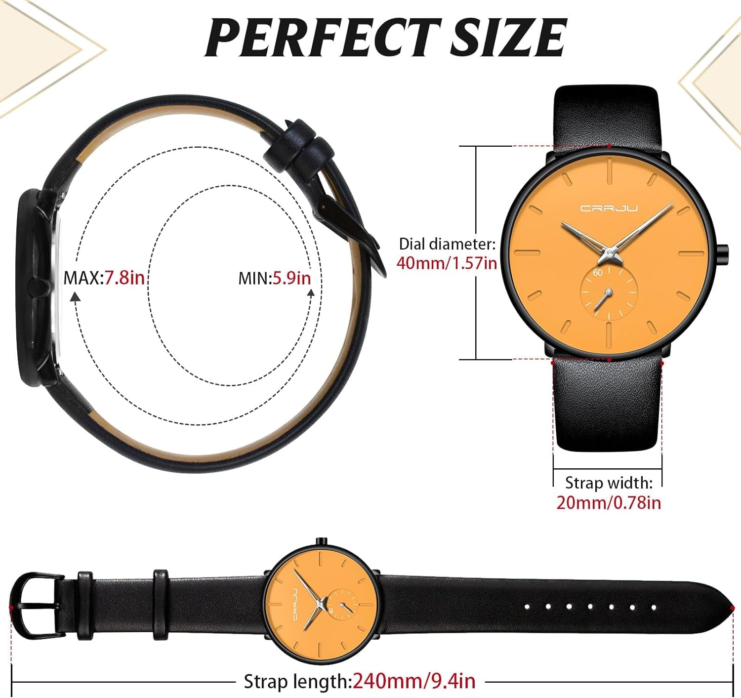 Mens Watches Ultra-Thin Minimalist Waterproof-Fashion Wrist Watch for Men Unisex Dress with Leather Band