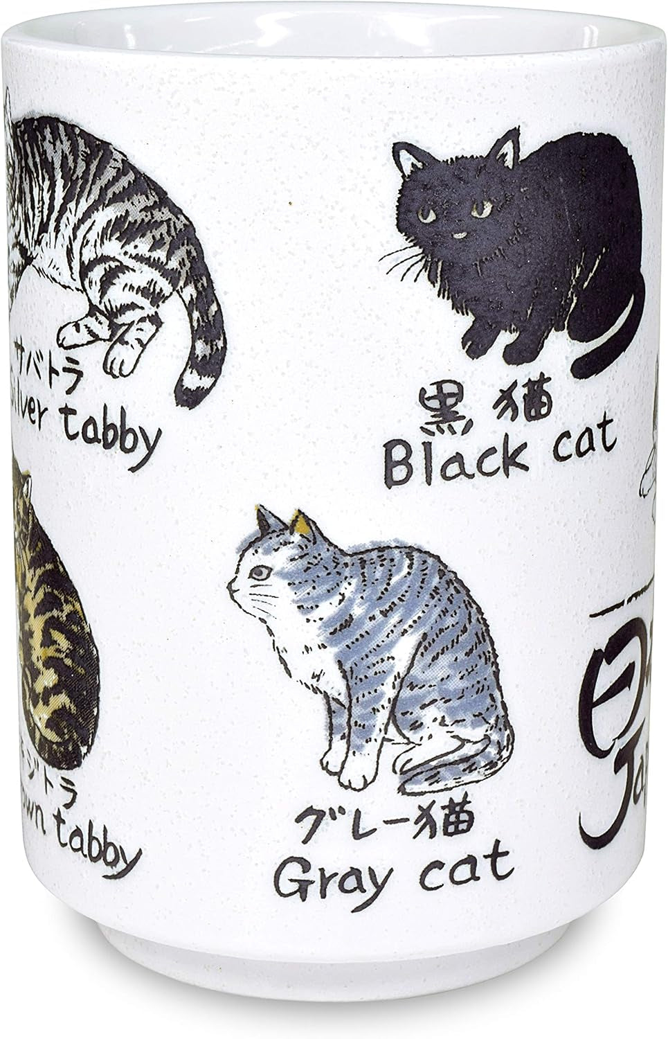 Traditional Japanese Yunomi Tea Cups, Japanese Cat Design for Green Tea, Matcha Tea