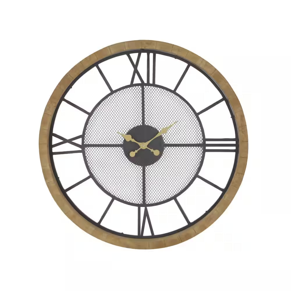 40 In. X 40 In. Brown Wooden Wall Clock