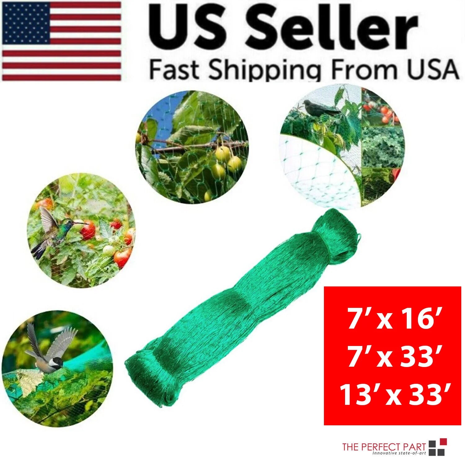 33FT anti Bird Netting Pond Net Protection Tree Crops Plants Fruits Garden Mesh