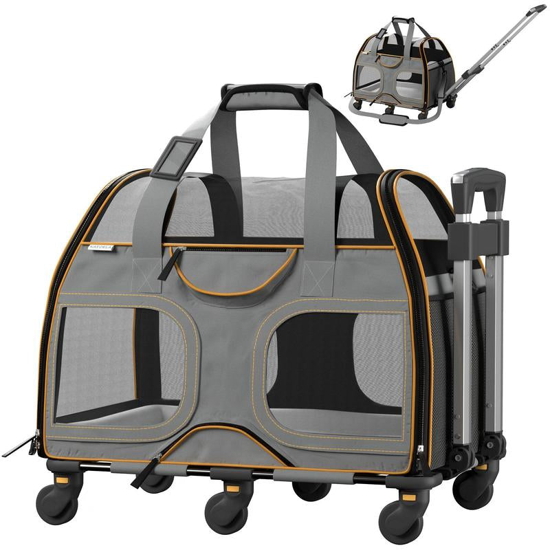 Travel in Style: Luxury Rider Pet Carrier with Removable Wheels and Telescopic Handle for Ultimate Pet Comfort