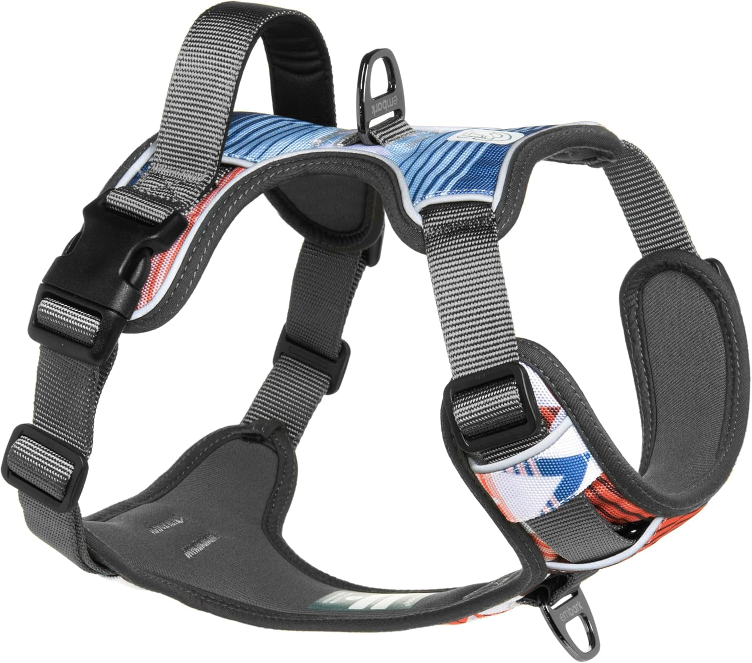 Embark Urban Dog Harness, Reflective Trim No Pull Dog Harnesses for Small Sized Dogs - Military Grade Nylon, Front Clip Dog Harness with Gel Lined Handle. Soft & Padded Puppy Dog Harnesses.