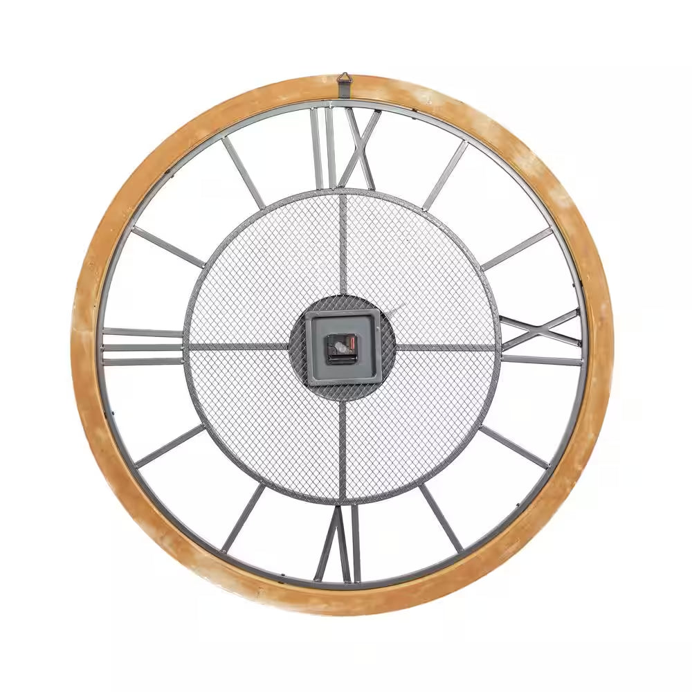 40 In. X 40 In. Brown Wooden Wall Clock