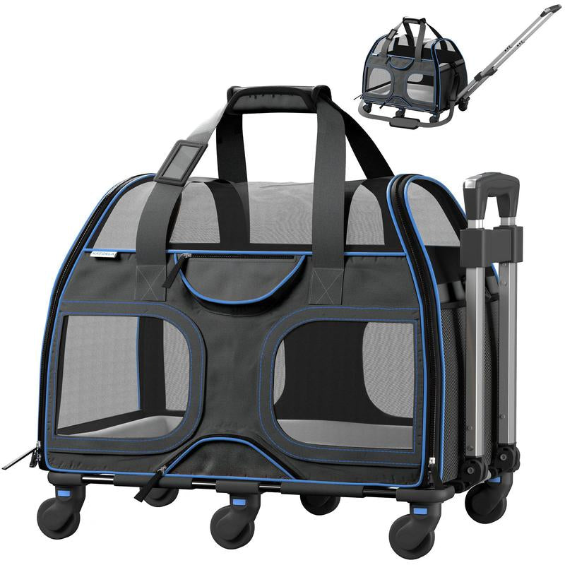 Travel in Style: Luxury Rider Pet Carrier with Removable Wheels and Telescopic Handle for Ultimate Pet Comfort