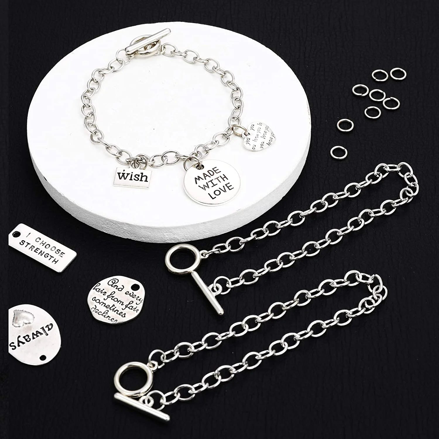 12 Pieces Bracelet Chains with OT Toggle Clasp Stainless Steel Bracelet Link Chains DIY Jewelry Making Bracelets Chains for Women DIY Jewelry Crafts Supplies